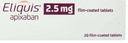 Eliquis 2.5 mg 20 f.c. tabs