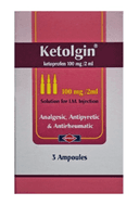 Ketolgin 100mg 3 amp