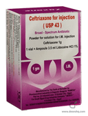 Ceftriaxone-sedico 1 gm i.m. vial