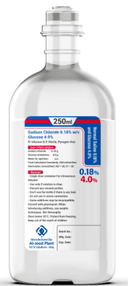 Sodium chloride 0.18% & glucose 5% (otsuka) i.v. inf. 250 ml (rubber cap)